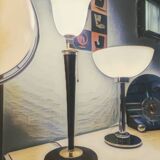 Large MAZDA 1950 Lamp Opaline Tulip/wood/metal