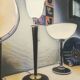 Large MAZDA 1950 Lamp Opaline Tulip/wood/metal