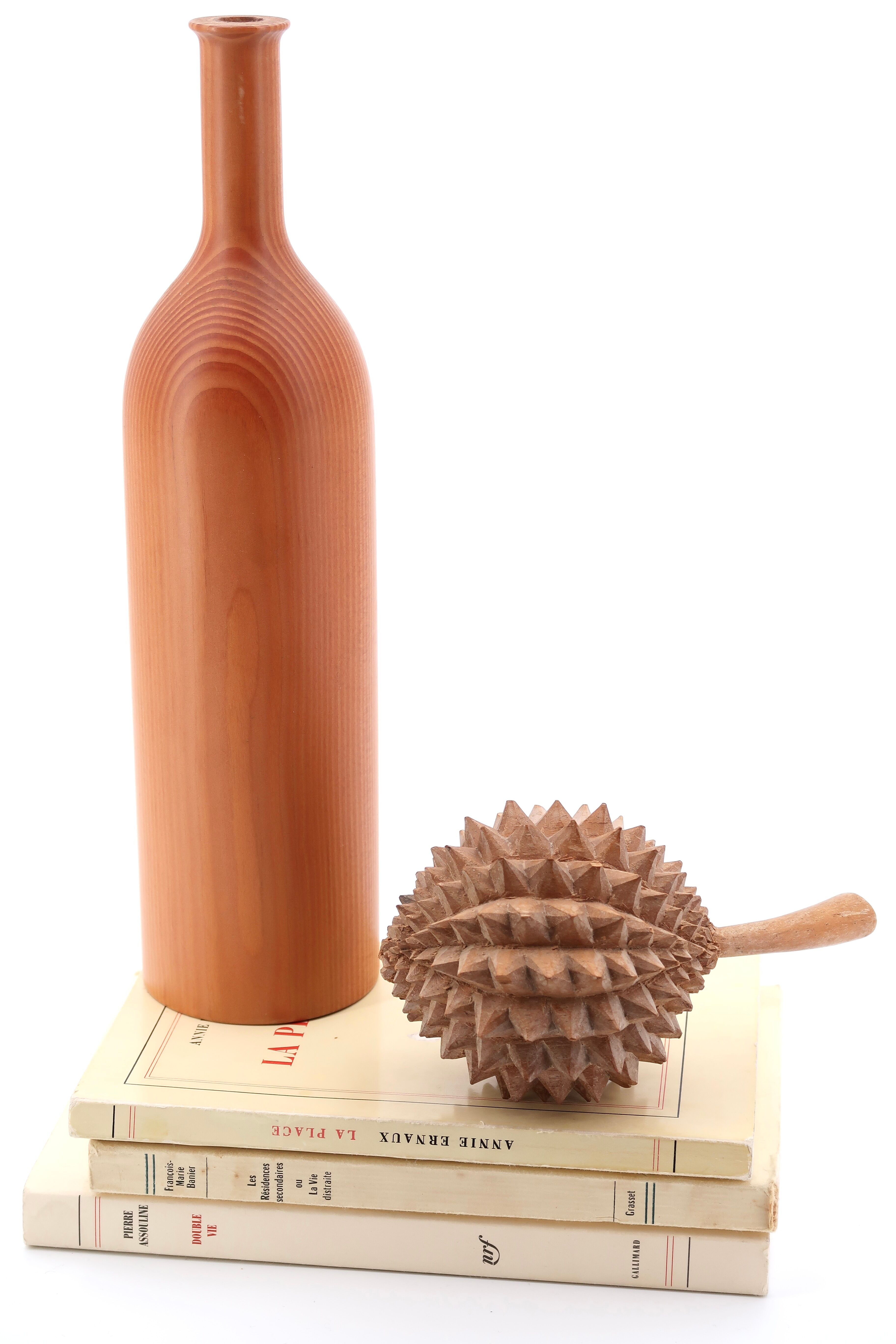 Oregon pine wood bottle vase, 70s