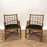 Set of 4 varnished wicker chairs by Roche Bobois from the 1970s.