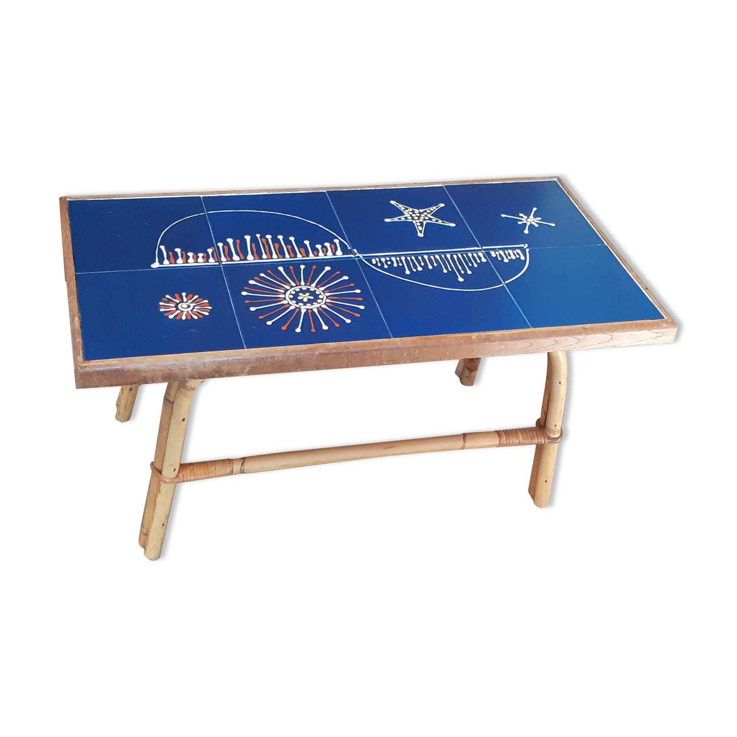 Signed rattan coffee table