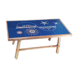 Signed rattan coffee table