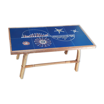 Signed rattan coffee table
