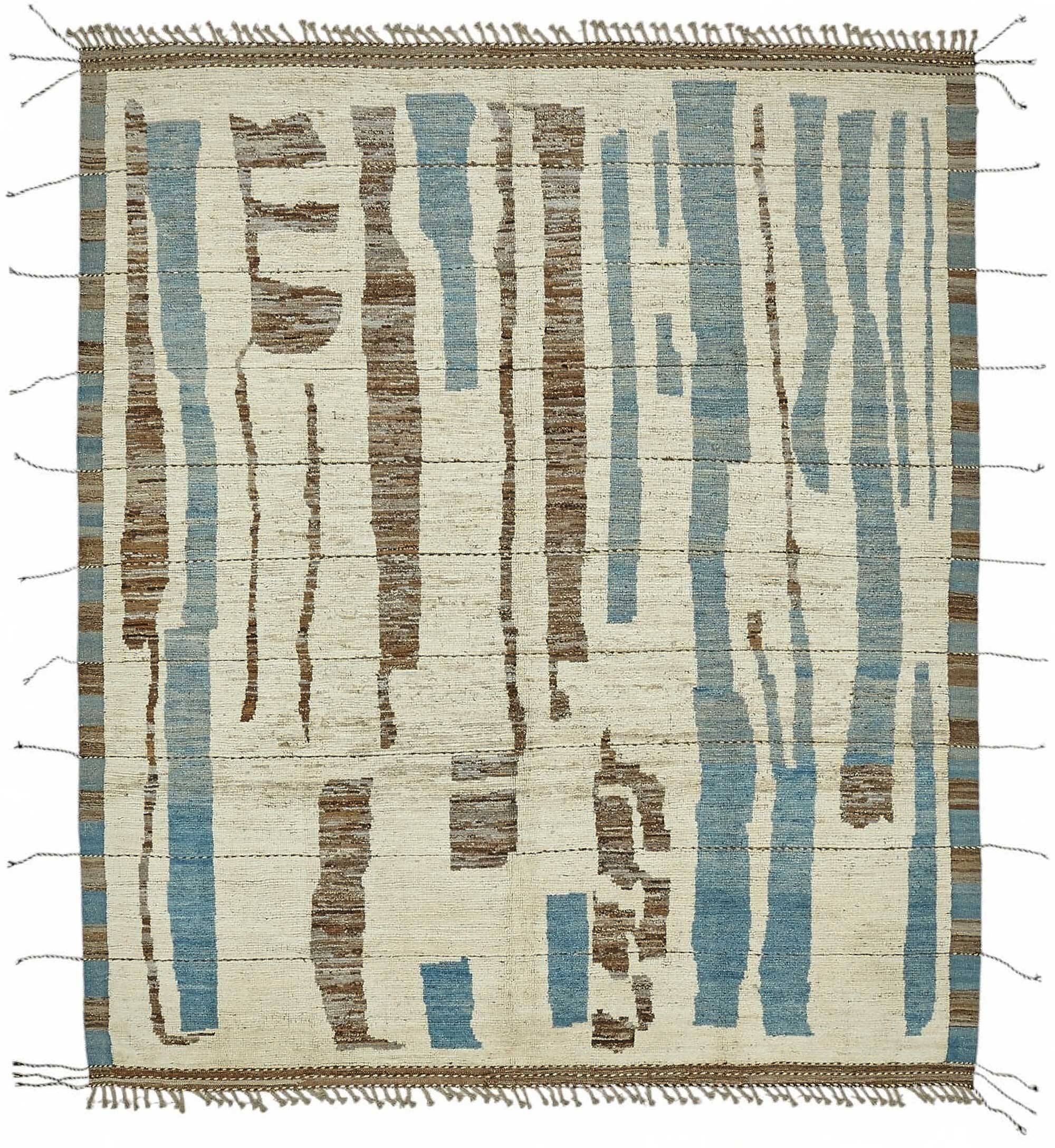 Hand-Knotted Tribal Unique 260 cm x 307 cm Beige Wool Carpet