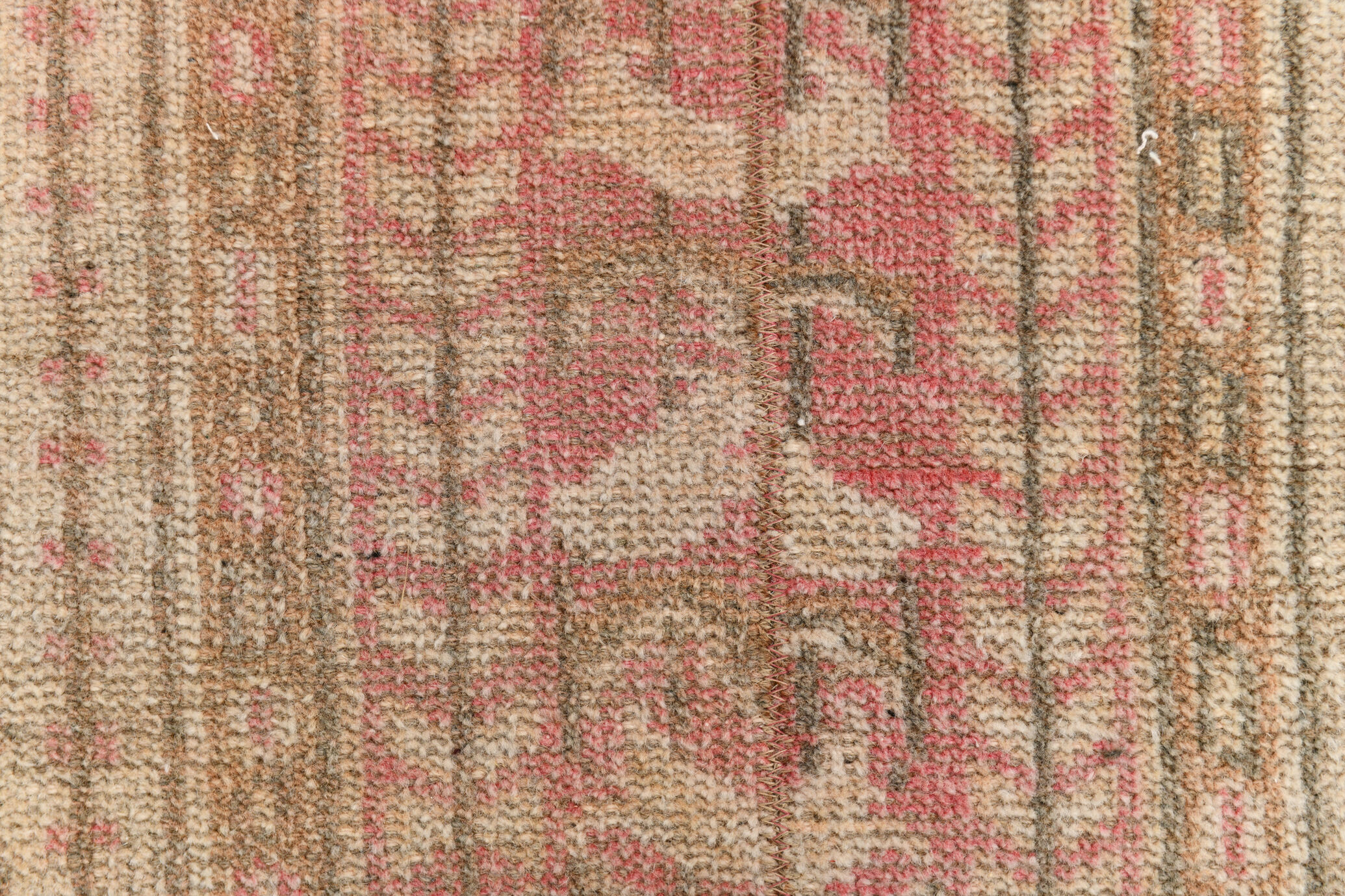 2x7 shades of red & beige vintage runner rug, 77x222cm