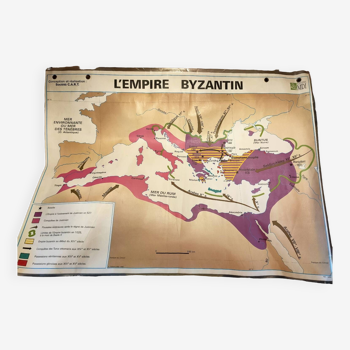 Carte scolaire vintage L'Empire Byzantin/ L'Islam