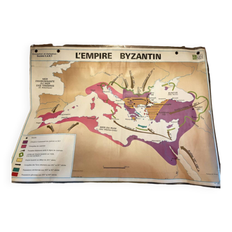 Carte scolaire vintage L'Empire Byzantin/ L'Islam