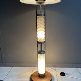 Glass base floor lamp with silk shade by Richard Essig for Besigheim 1970s