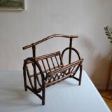 Vintage rattan magazine holder