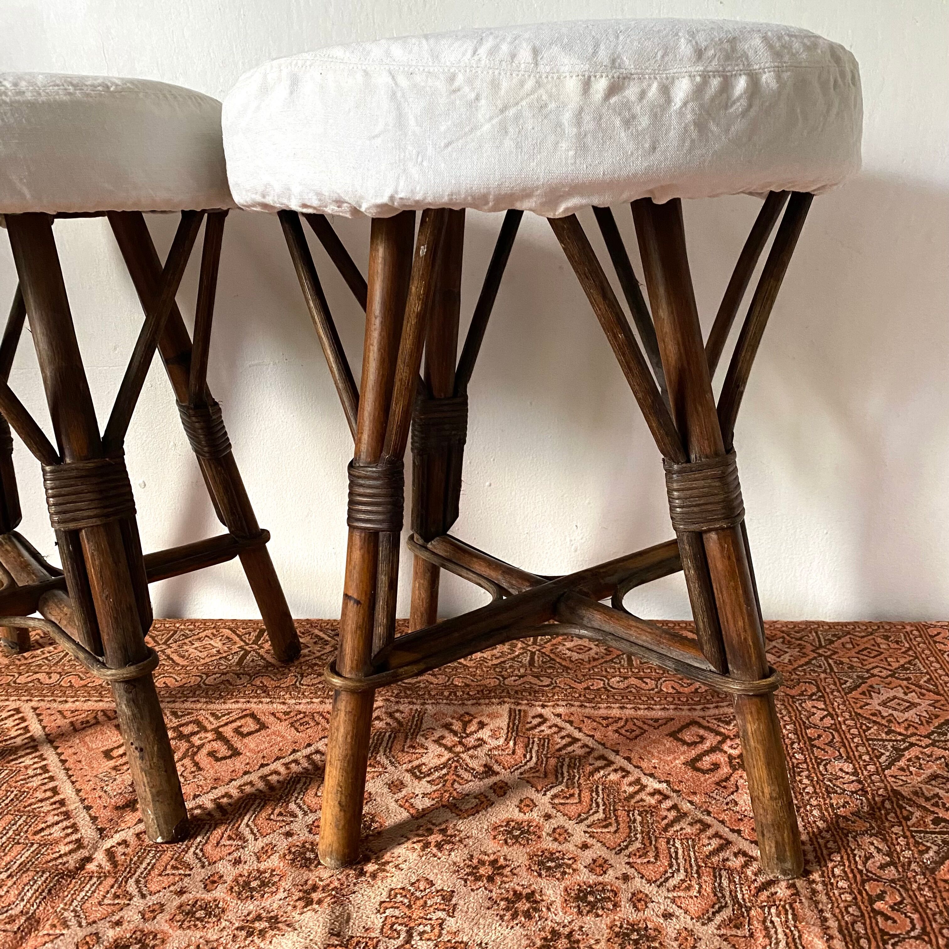 Vintage rattan stools