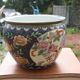Large Chinese cache-pot in polychrome porcelain – flowers and birds – Ø33 cm