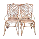 Set of 4 vintage rattan chairs