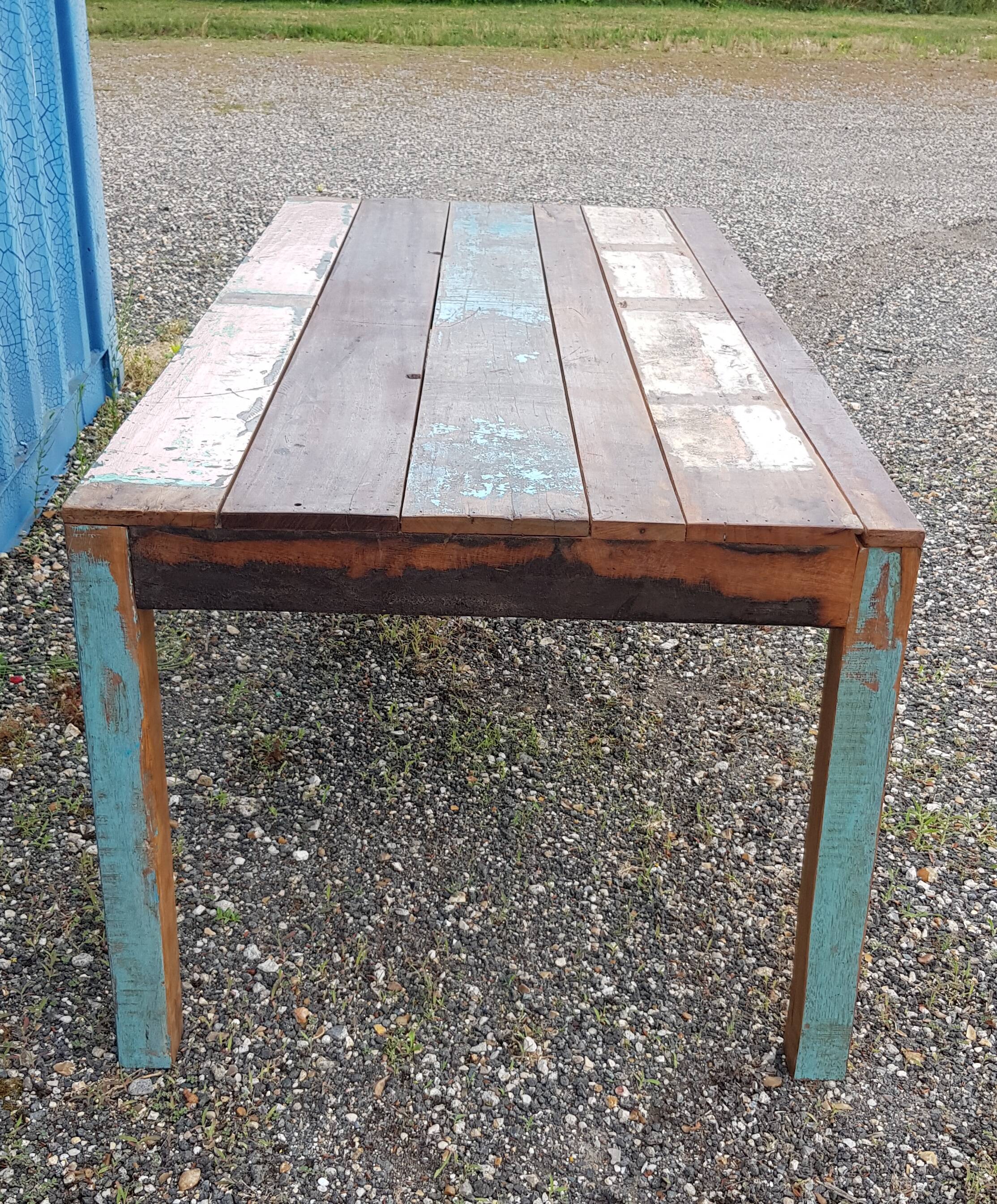 Table à manger rectangulaire en teck polychrome