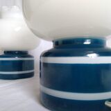 Pair of duck blue and white opaline lamps