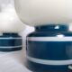 Pair of duck blue and white opaline lamps