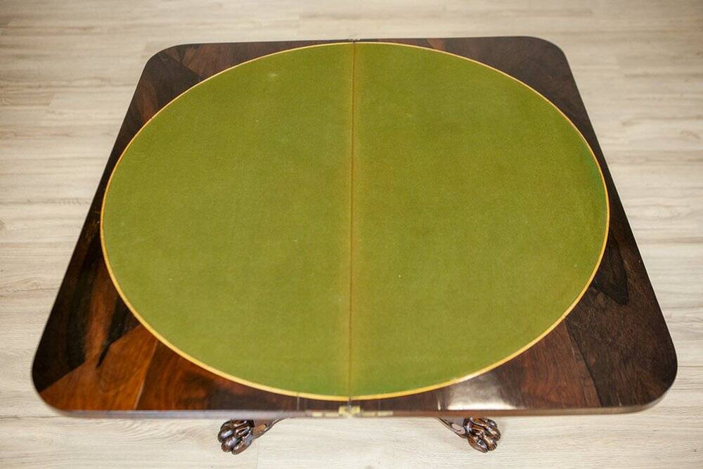Fold-Out Rosewood Card Table, 1920s