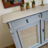 2-door sideboard in light gray wood and cane