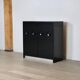 Midcentury Modern Brutalist Highboard Bar Cabinet In Black Lacquered Wood And Chrome, Belgium 1970s