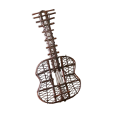 Rattan wall decoration in the shape of a guitar, 50s