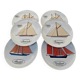 Auteuil Porcelain - Set of 6 Flat Plates - Nautical Theme