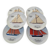 Auteuil Porcelain - Set of 6 Flat Plates - Nautical Theme