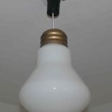 Large vintage opaline pendant lamp in the shape of an S bulb