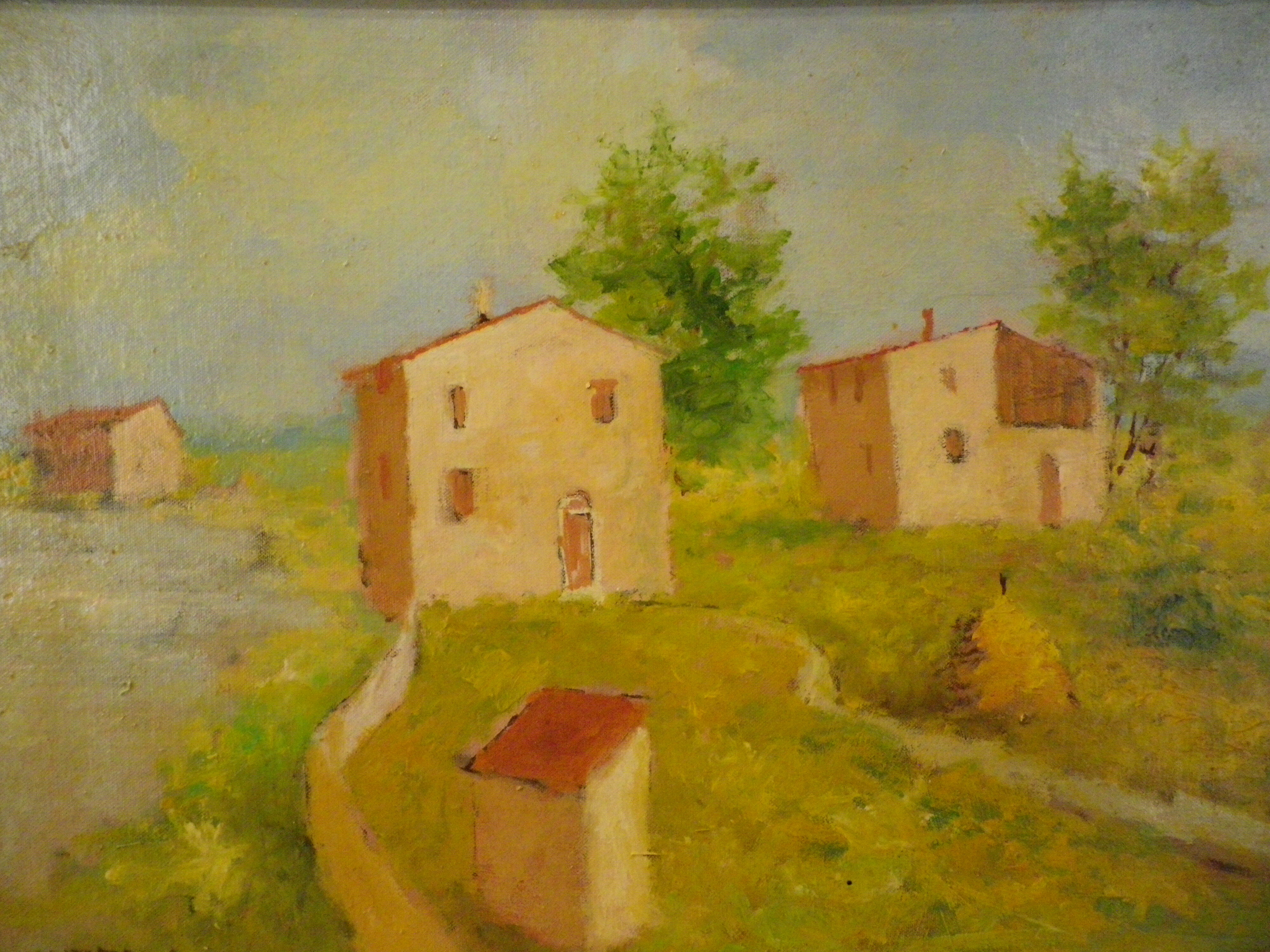 Painting by Gian BERRA with autograph letter signed on the back, contemporary painter - Italy