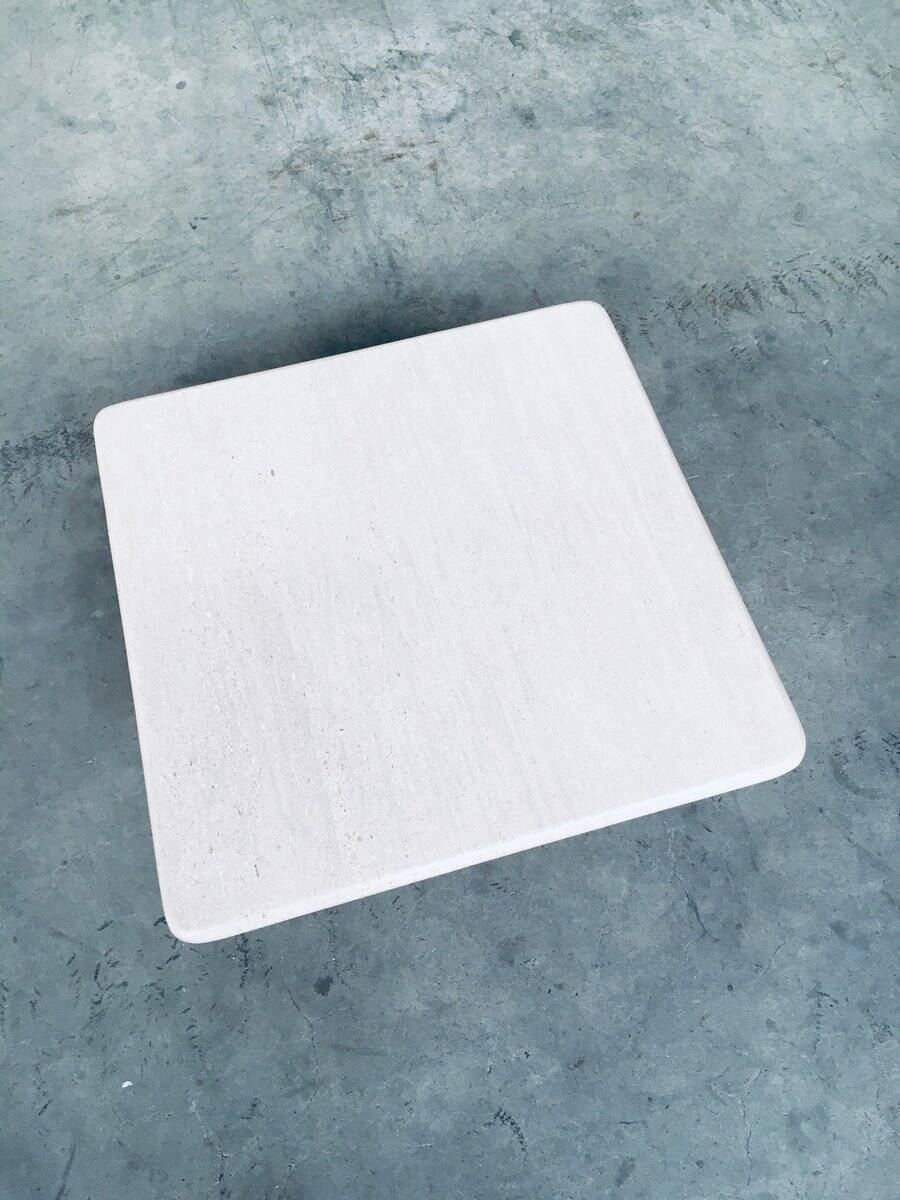 Vintage Italian Postmodern Square Granite Stone Side Table, 1970s