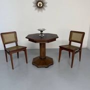 Ancienne table en bois de bistrot années 40/50 vintage finition laiton