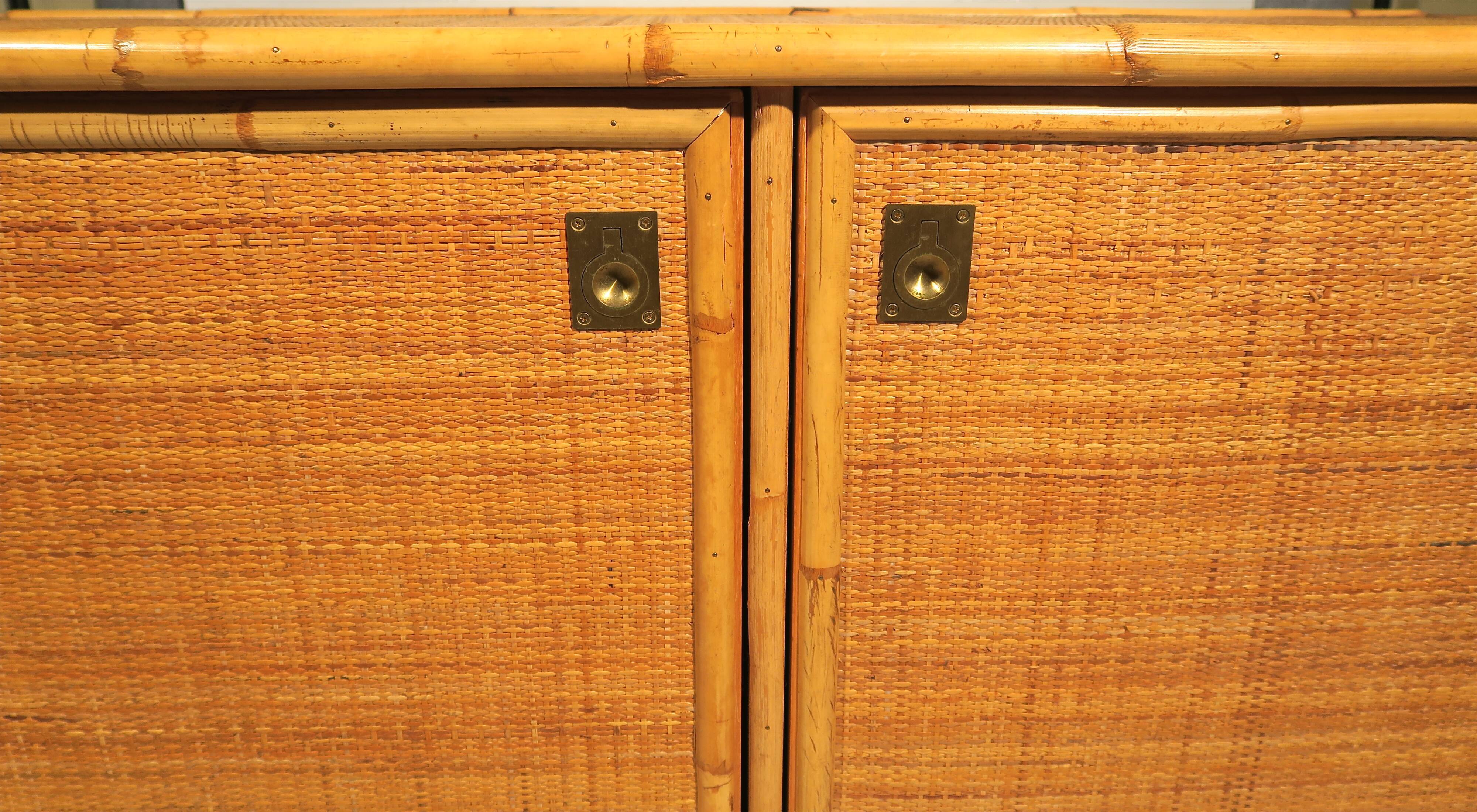 Wicker and bamboo buffet 1970
