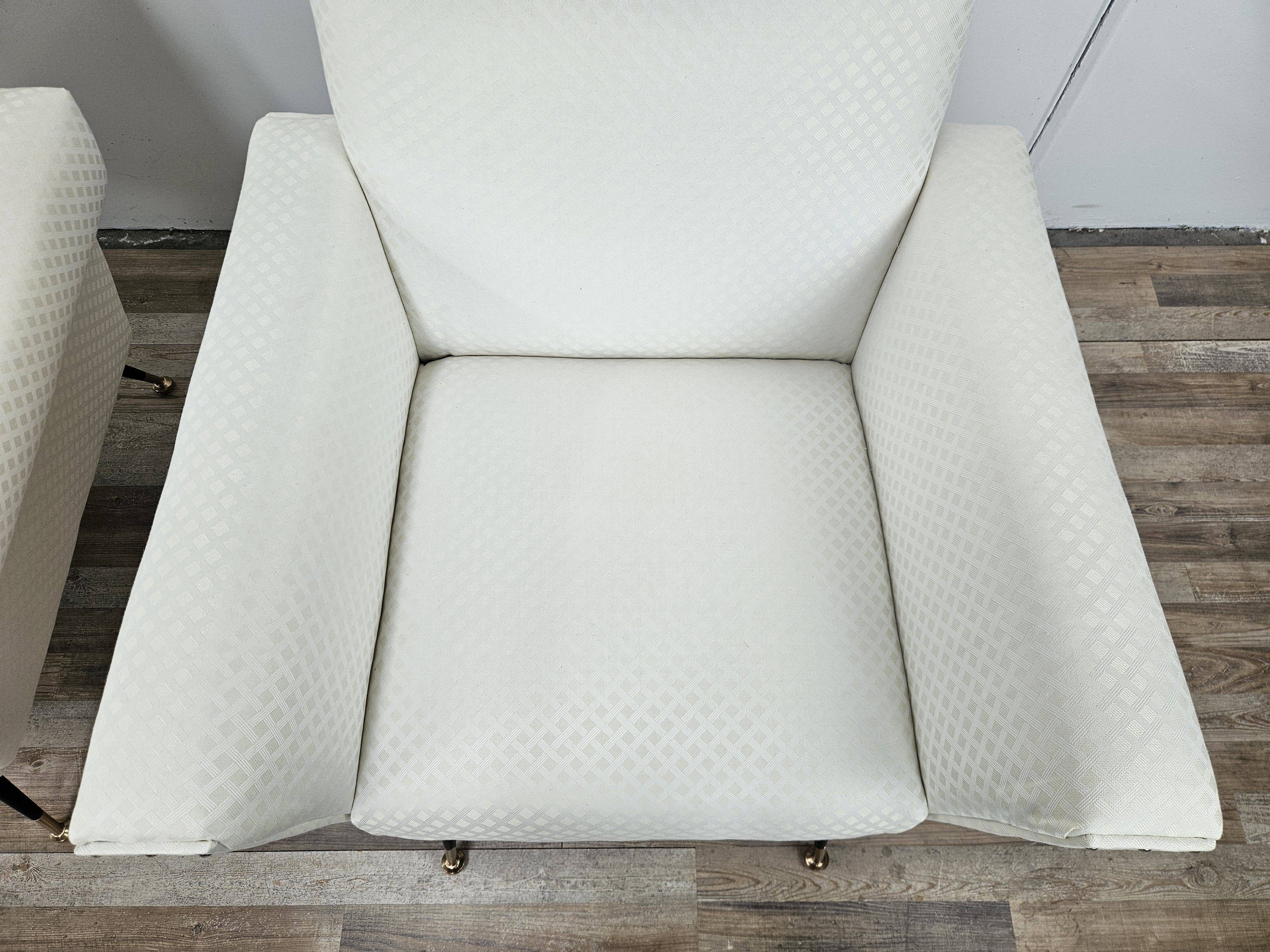 1950s Italian Armchairs Design in Cream Fabric with Iron Legs