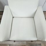 1950s Italian Armchairs Design in Cream Fabric with Iron Legs
