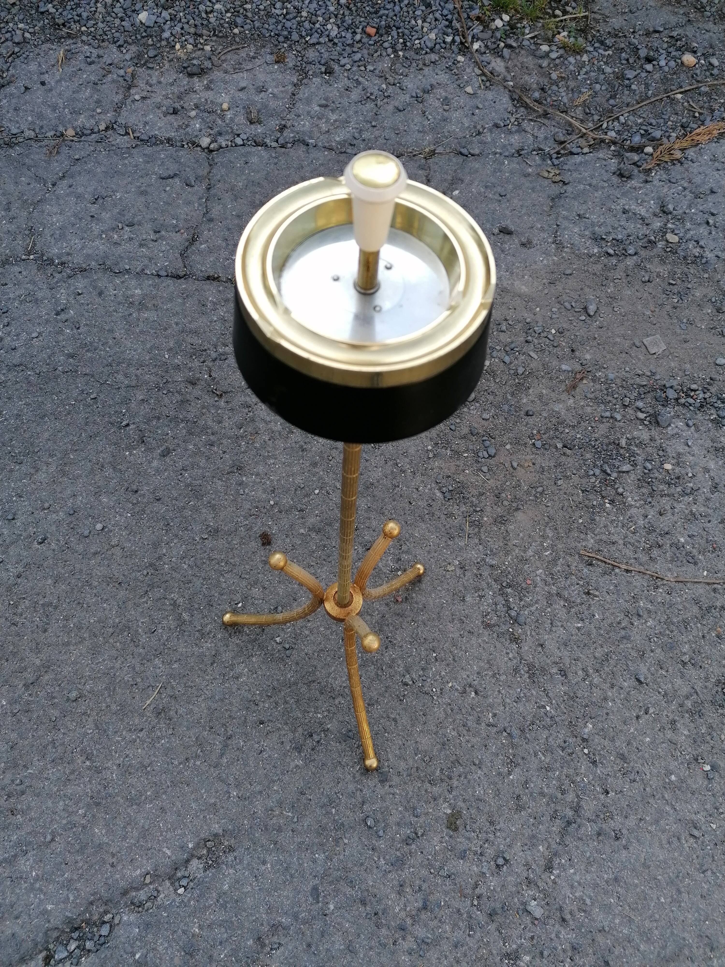 Door ashtray tripod metal gilded decoration vintage bamboo