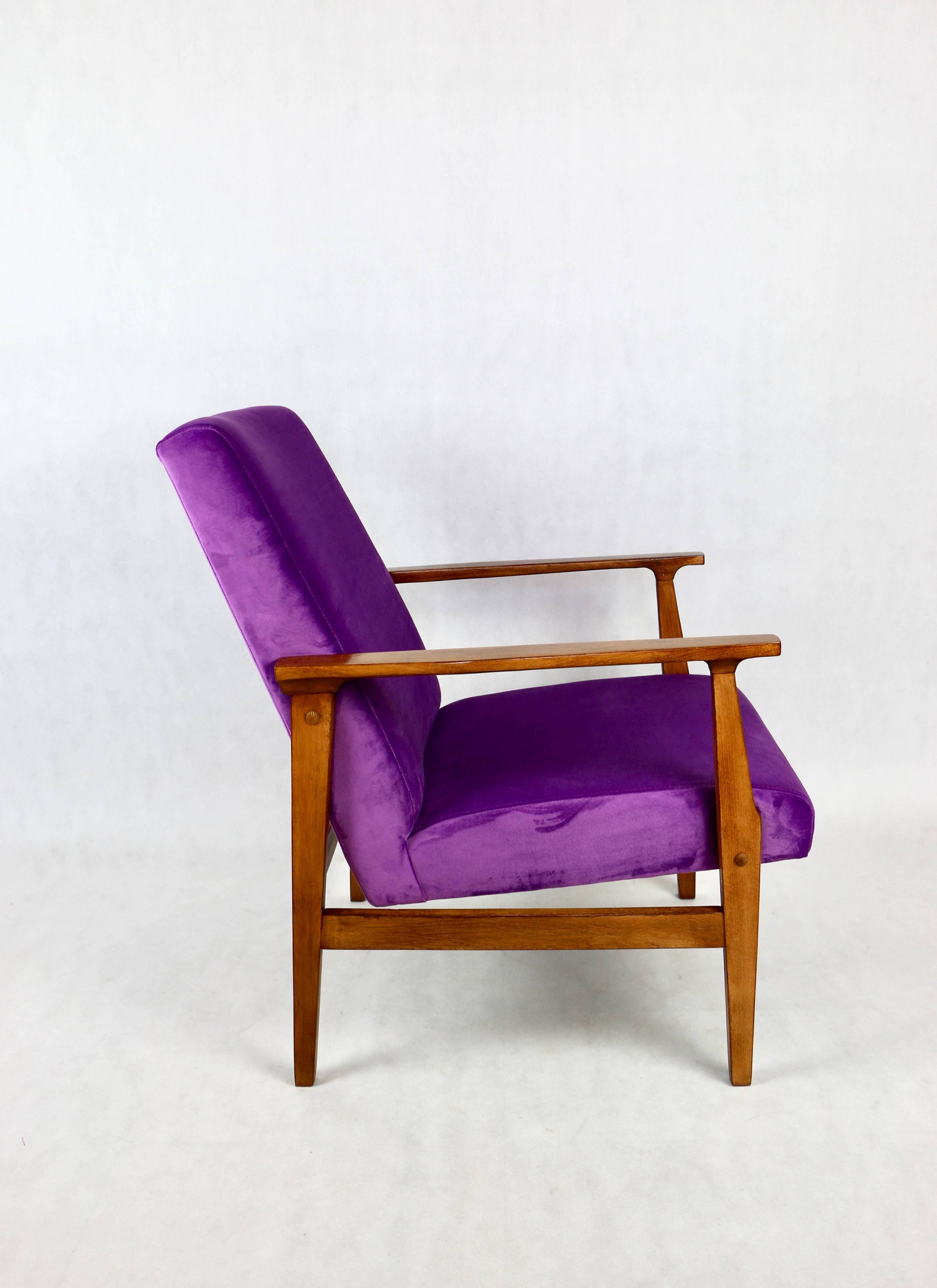 Vintage Violet Velvet Lounge Chair, 1970s