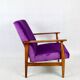 Vintage Violet Velvet Lounge Chair, 1970s
