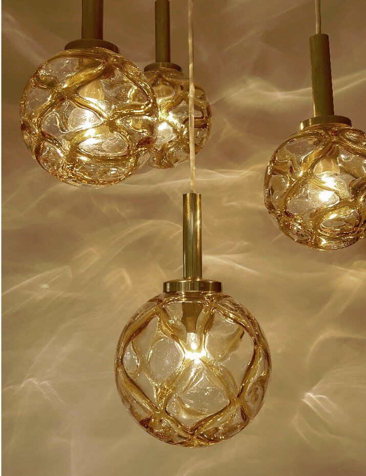 Suspension en verre vintage de Doria, années 1970.