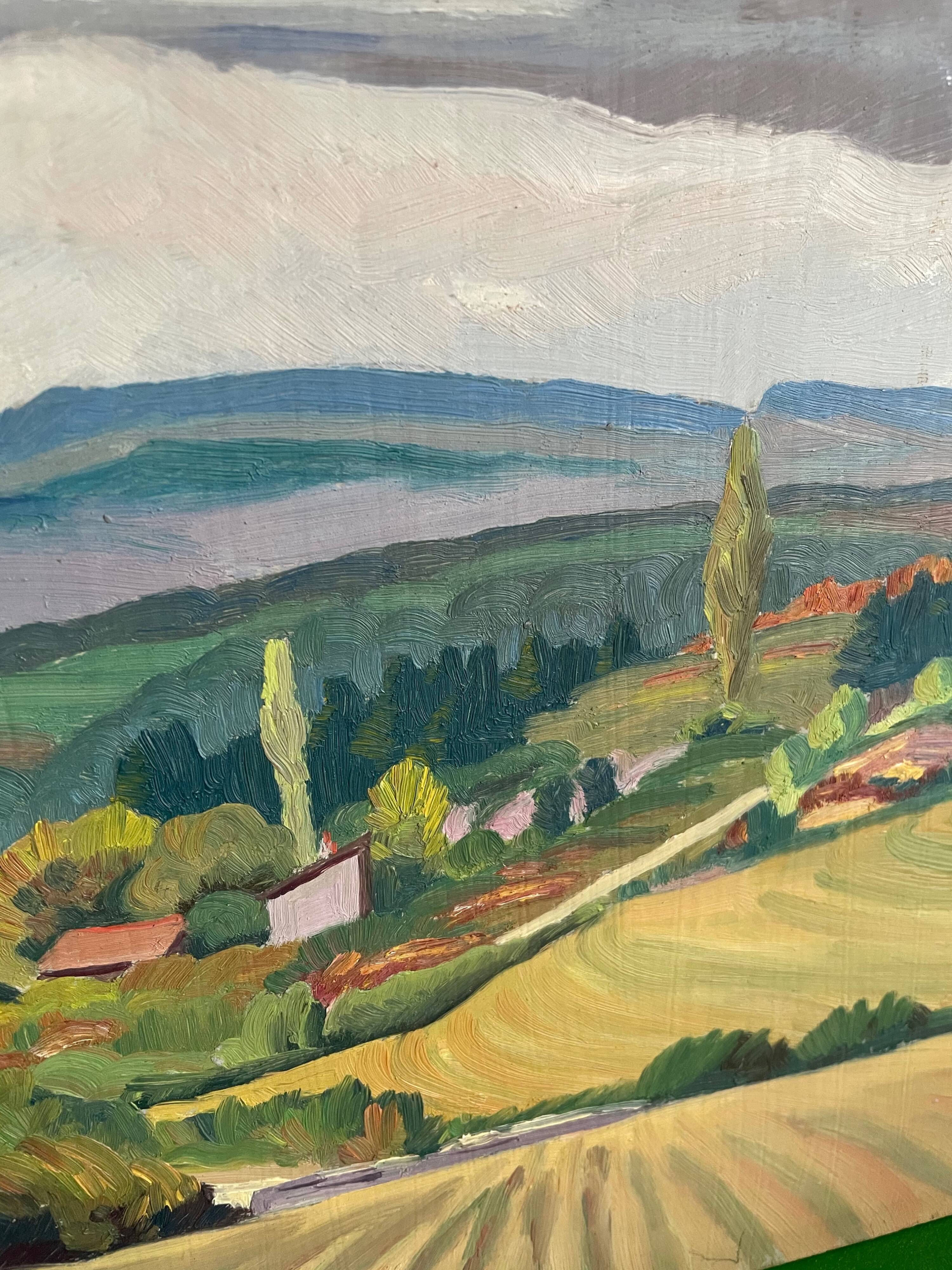 Painting oil landscape countryside 1942