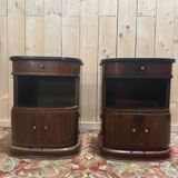 Pair of Art Deco bedside tables with marble.
