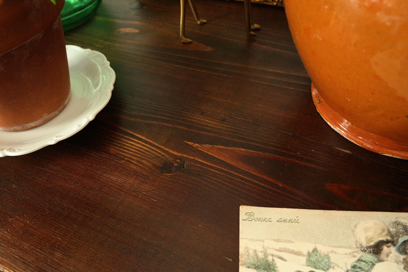 Old country side table in waxed wood