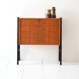 Table de chevet vintage scandinave en teck avec quatre tiroirs