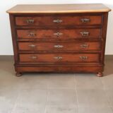1900 chest of drawers with canted sides, walnut and period walnut veneer, restored
