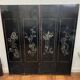 Chinese lacquered screen with decorations of birds and bamboo. Chinese work. Around 1950.