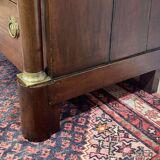 19th century Empire chest of drawers in cherry wood and black marble