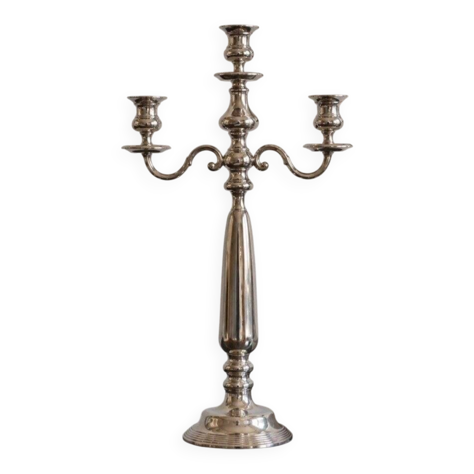 Large Three-Arm Stainless Steel Candelabrum, 1990s