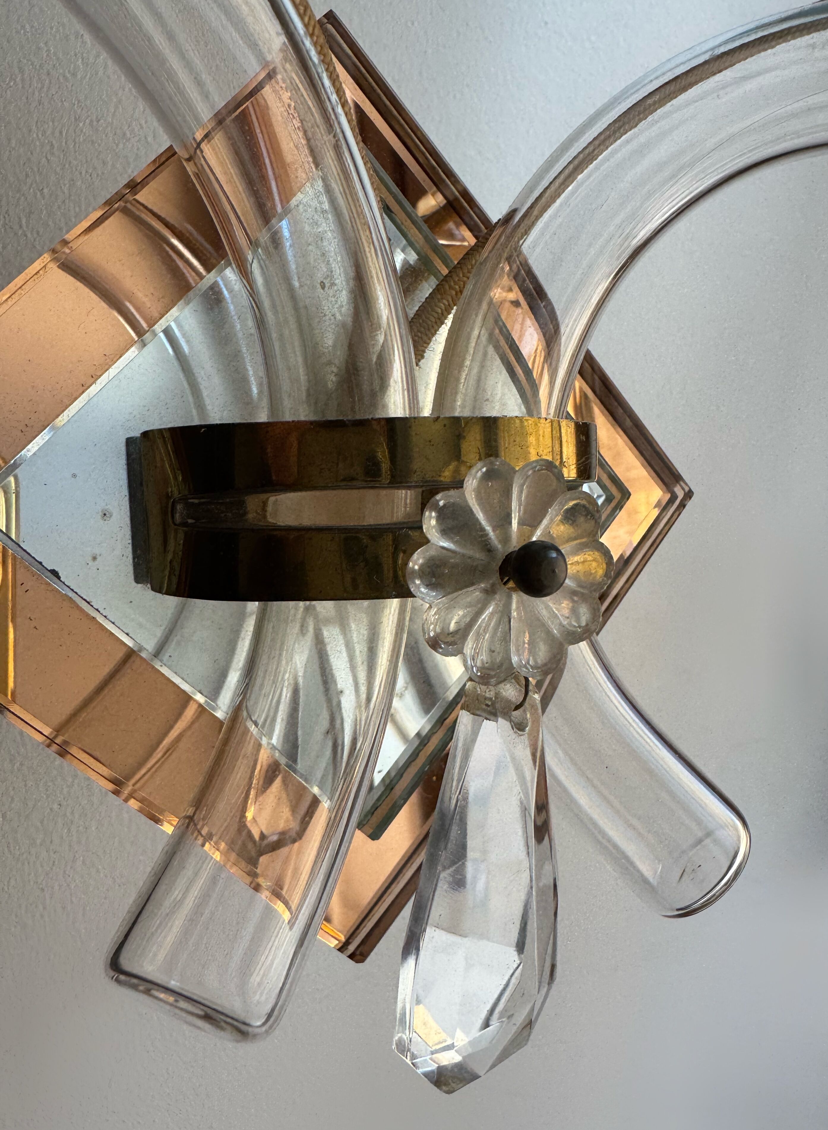 Art Deco mirror glass wall lights