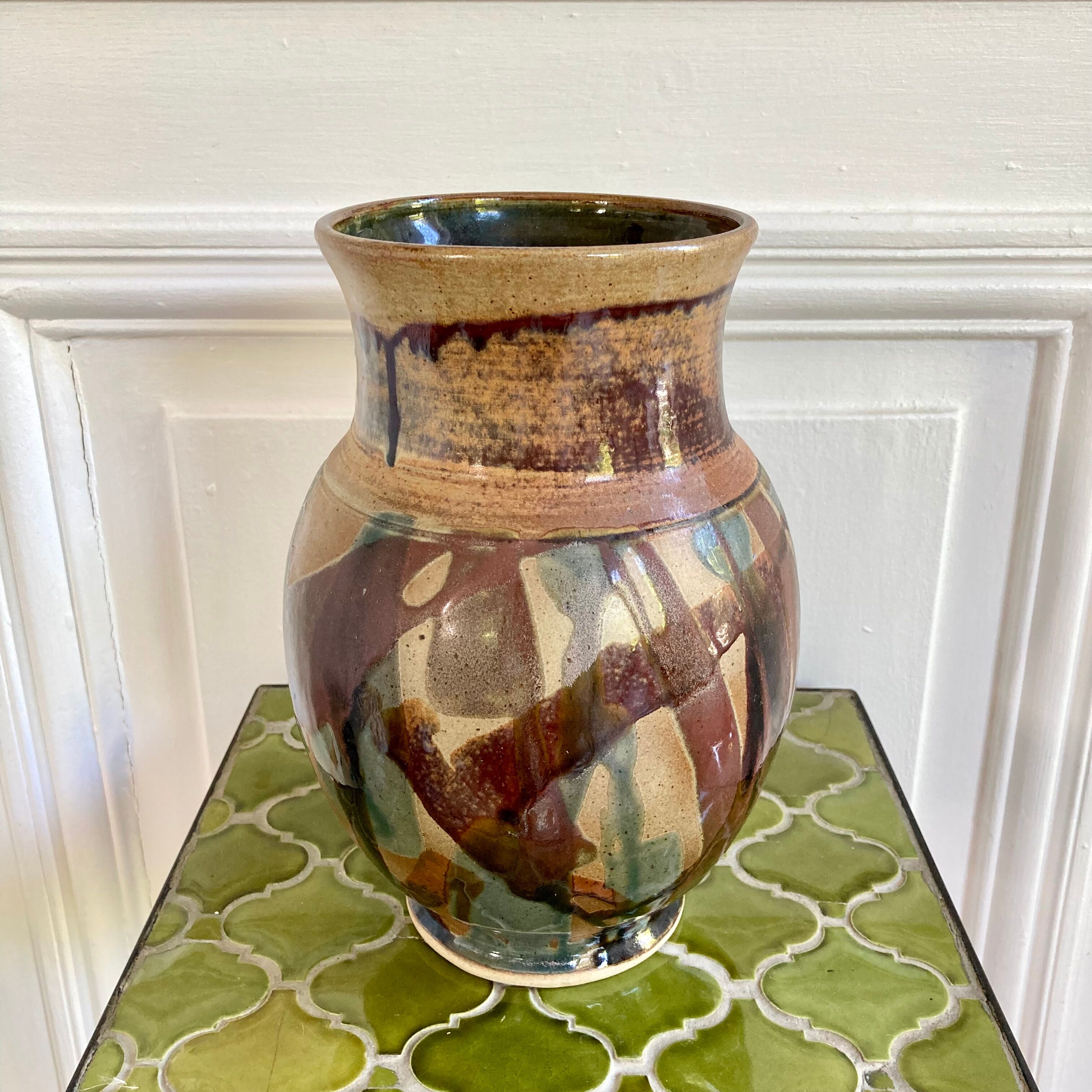 Vase poterie émaillée céramique signée