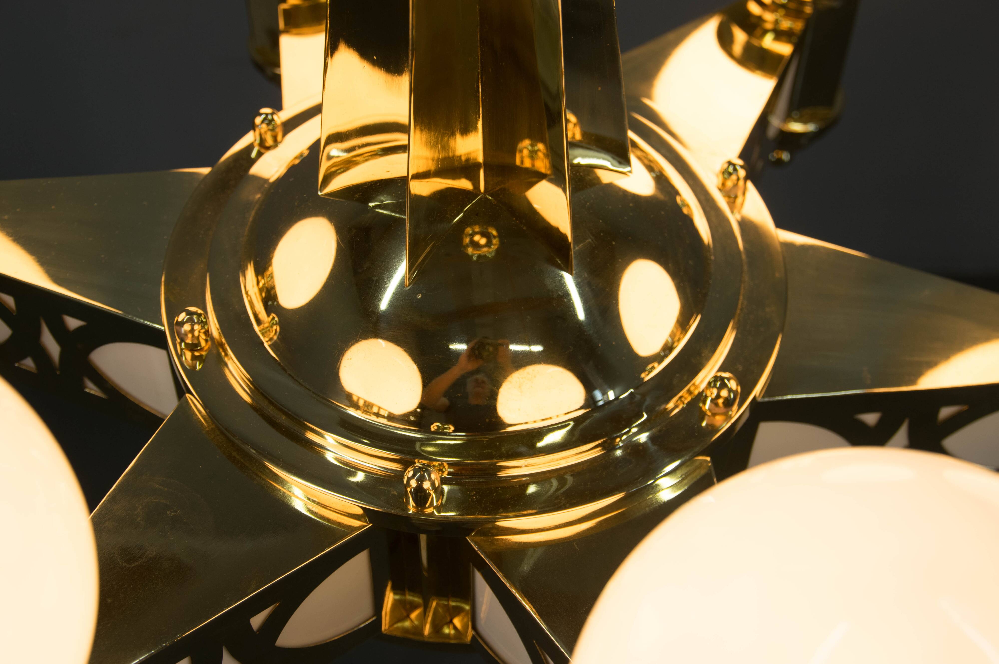 Rare Art Nouveau Chandelier by Emil Kralik for Vulkania, 1920s