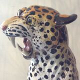 Enamelled terracotta leopard from the 60s Italy