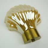 no. 1 of 2  mid century modern SCONCE wall lamp lustrous glass shell brass