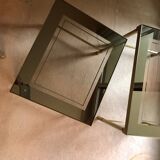 Lot: set of 3 nest of tables in brass and smoked gold glass 1970s